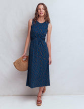 Zara Cross Waist Jersey Dress-Tourmaline Blue, Painted Dot / Boden Sale