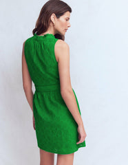 Viv Double Cloth Short Dress-Highland Green Broderie / Boden On sale