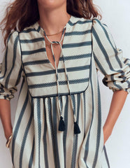 Pia Cotton Yoke Dress-Blue Stripe / Boden On sale