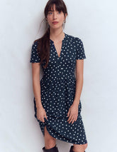 Naomi Short Sleeve Dress-French Navy, Painted Dot / Boden us