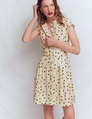 Arabella Short Linen Dress-Ivory Painted Dot Spaced / Boden Discount