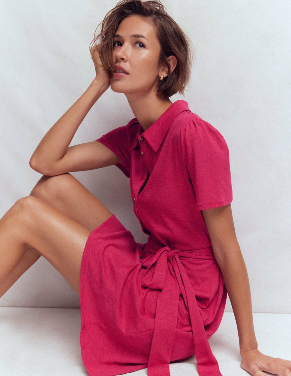 Patti Short Jersey Shirt Dress-Sweet Cherry / Boden Sale