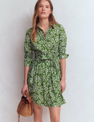 Alexa Long Sleeve Short Dress-Green, Decorative Blossom / Boden Outlet