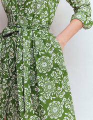 Alexa Long Sleeve Short Dress-Green, Decorative Blossom / Boden Outlet
