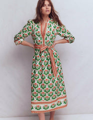Cary Cotton Midi Dress-Multi, Ornamental Stamp / Boden us