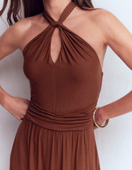 Sydney Twist Neck Jersey Dress-Roasted Brown / Boden Discount