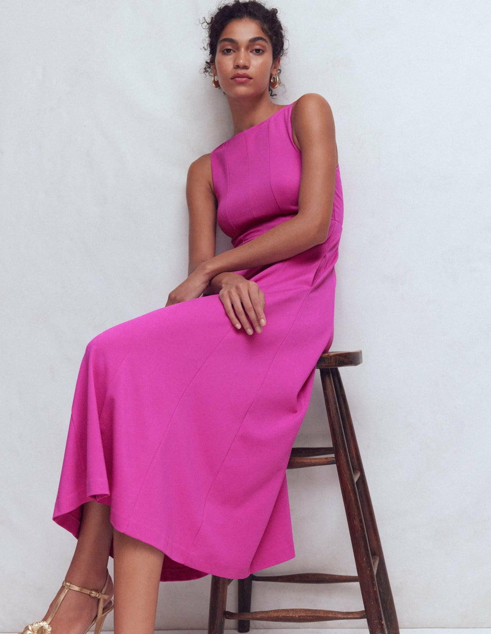 Sleeveless Ponte Midi Dress-Passion Flower / Boden Outlet