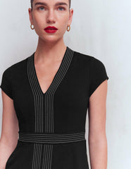 Topstitch Ponte Work Dress-Black / Boden Online