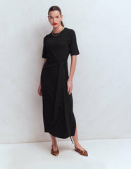Zinnia Tie Ponte Midi Dress-Black / Boden