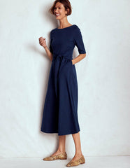 Mathilde Tie Waist Ponte Dress-Navy / Boden Online