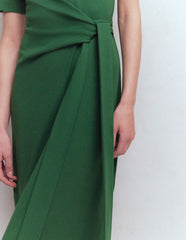 Zinnia Tie Ponte Midi Dress-Dark Green / Boden Outlet