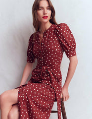 Puff Sleeve Ponte Shirt Dress-Red Pear, Painted Dot / Boden Discount