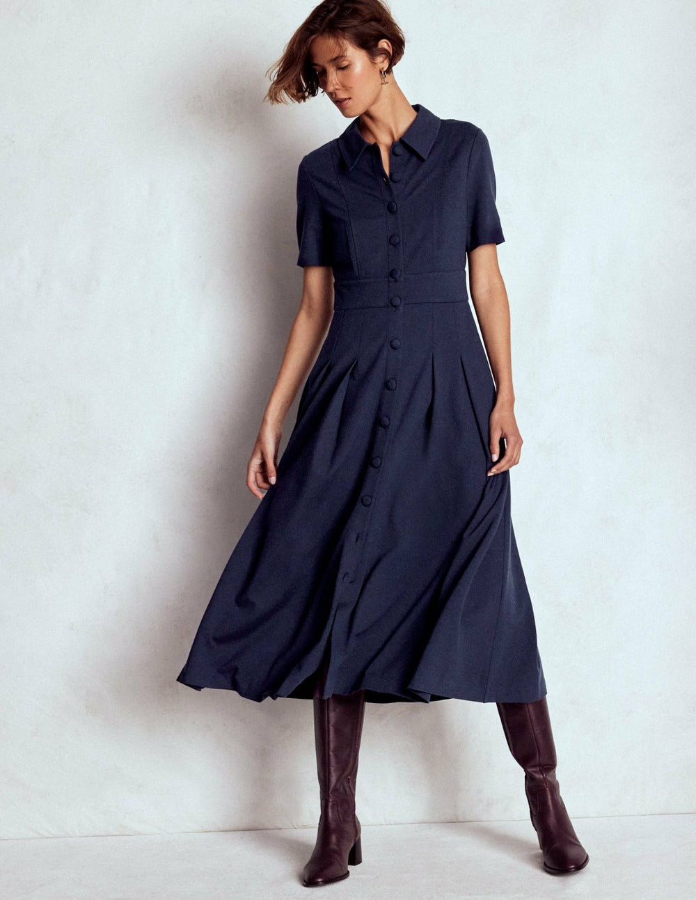 Bridget Ponte Shirt Dress-Navy / Boden Discount