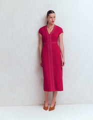 Topstitch Ponte Work Dress-Pomegranate / Boden us