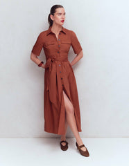 Zoe Short Sleeve Shirt Dress-Burnt Orange / Boden
