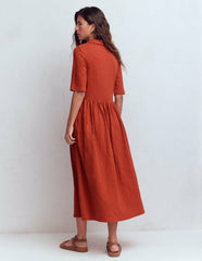 Aria Collared Jersey Dress-Burnt Orange / Boden Online