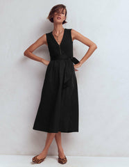 Zip-front Mix Media Dress-Black / Boden Outlet