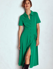 Bridget Ponte Shirt Dress-Jewel Green / Boden Sale
