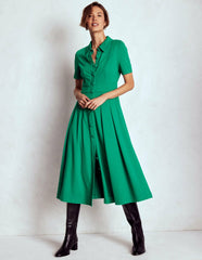 Bridget Ponte Shirt Dress-Jewel Green / Boden Sale