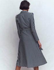 Imogen Collared Jersey Dress-French Navy and Ivory Stripe / Boden Online