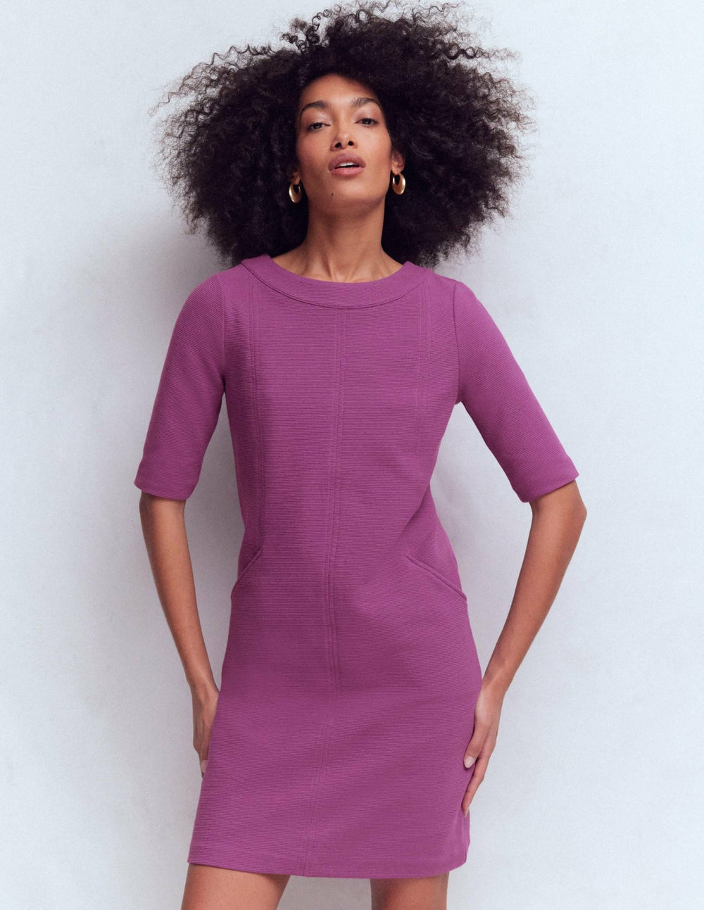 Nessa Ottoman Shift Dress-Damson / Boden Outlet