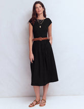 Boat Neck Mix Dress-Black / Boden us