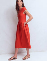 Boat Neck Mix Dress-Blood Orange / Boden