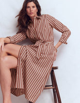 Alexa Cotton Midi Shirt Dress-Red Stripe / Boden Online