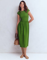 Boat Neck Mix Dress-Promenade Green / Boden Discount