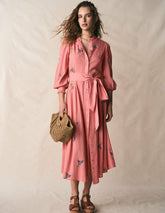 Embroidered Shirt Dress-Pink Embroidery / Boden Sale