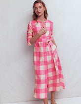 Mollie Linen Shirt Dress-Pink Punch Gingham / Boden On sale
