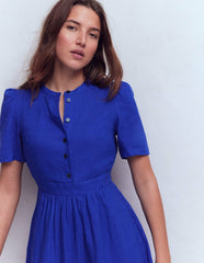 Ivy Placket Linen Midi Dress-Bright Blue / Boden Discount