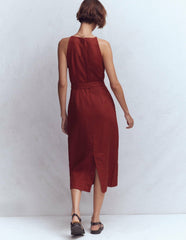 Rosa Halter Linen Midi Dress-Burnt Orange / Boden On sale