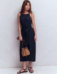 Rosa Halter Linen Midi Dress-Navy / Boden Online