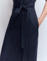 Rosa Halter Linen Midi Dress-Navy / Boden Online
