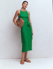 Rosa Halter Linen Midi Dress-Amazon Green / Boden Outlet