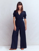 Anna Linen Jumpsuit-Navy / Boden us