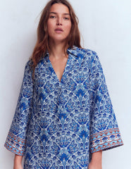 Carmen Linen Short Dress-Bright Blue, Elaborate Terrace / Boden Sale