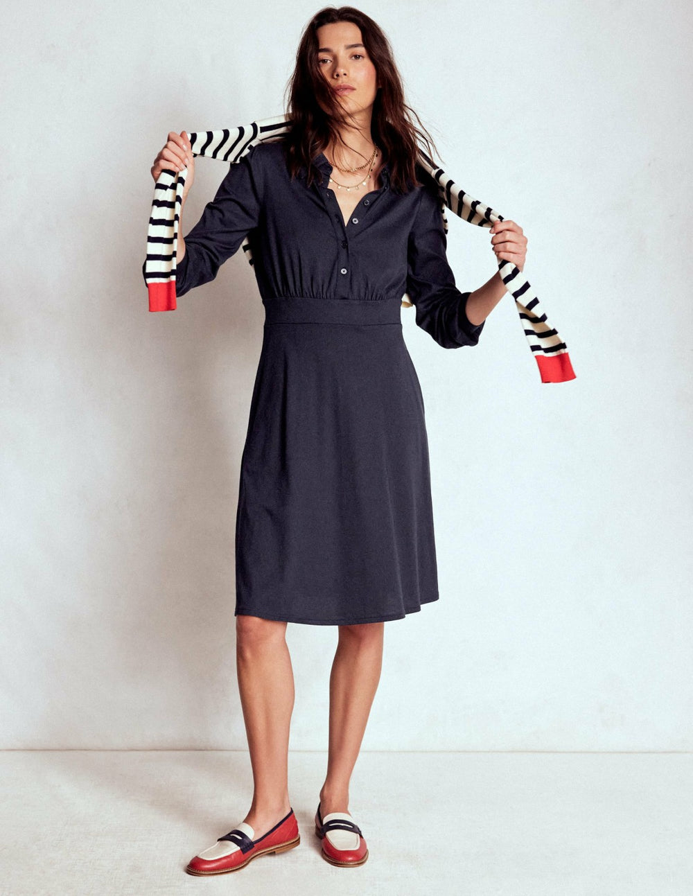 Orla Short Jersey Shirt Dress-Navy / Boden Outlet