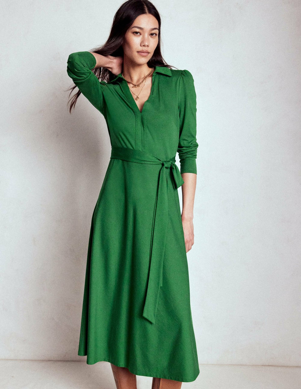 Imogen Collared Jersey Dress-Pine Green / Boden us