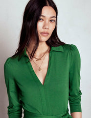 Imogen Collared Jersey Dress-Pine Green / Boden us