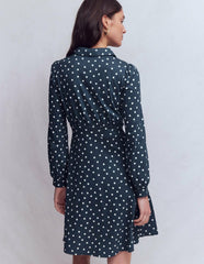 Orla Short Jersey Shirt Dress-French Navy, Painted Dot / Boden Online