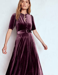 Kate Velvet Shirt Dress-Dark Cherry / Boden Outlet
