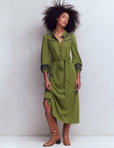 Embroidered Jersey Shirt Dress-Olive / Boden On sale