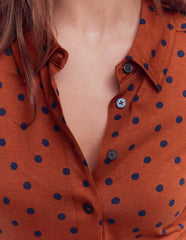 Marcia Jersey Shirt Dress-Burnt Orange, Navy Spot / Boden Sale