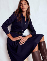 Catrin Short Ponte Shirt Dress-Navy / Boden Discount