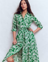 Alexa Cotton Midi Shirt Dress-Fresh Green, Scattered Vine / Boden Online
