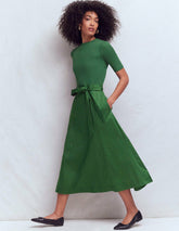 Crew Neck Mix Media Dress-Promenade Green / Boden On sale
