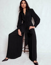 Button Up Palazzo Jumpsuit-Black / Boden