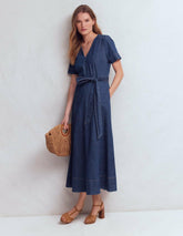 V-Neck Denim Dress-Mid Vintage / Boden Sale